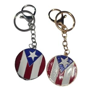 Set of 2 Puerto Rico Flag Enamel Keychains – Boricua Pride Souvenir New